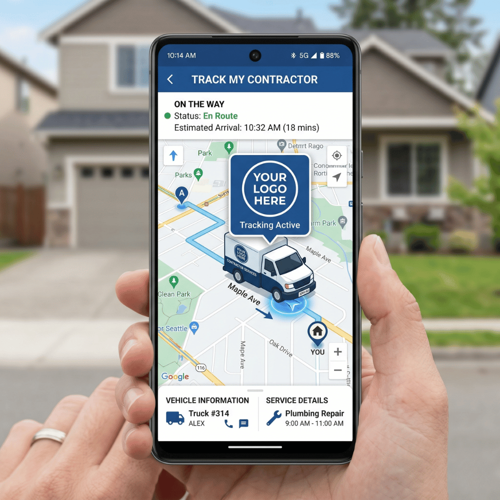 Live truck tracker page on your domain — real map, real ETA, branded as your business